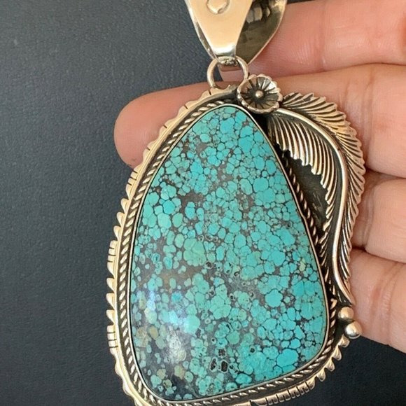Men's Navajo Turquoise Necklace Pendant Length 20 - Picture 10 of 12